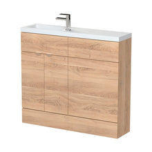 Hudson Reed Fusion 1000mm Combination Vanity & Wc Compact Contemp Bleached Oak MFC Textured Woodgrain 904x1003x255mm - JJ Building Materials