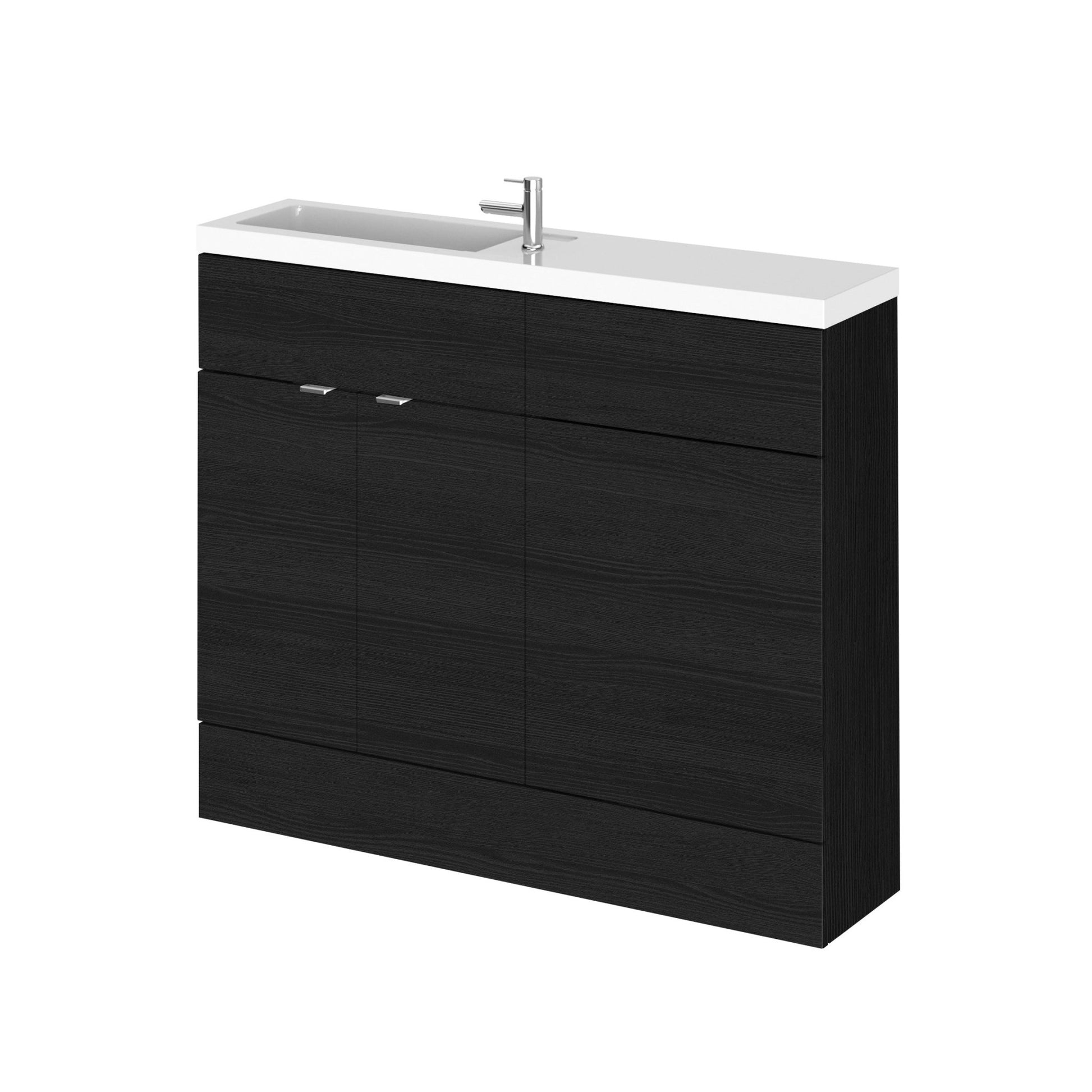Hudson Reed Fusion 1000mm Combination Vanity & Wc Compact Contemp Charcoal Black MFC Textured Woodgrain 904x1005x260mm - JJ Building Materials