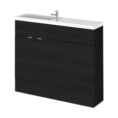Hudson Reed Fusion 1000mm Combination Vanity & Wc Compact Contemp Charcoal Black MFC Textured Woodgrain 904x1005x260mm - JJ Building Materials