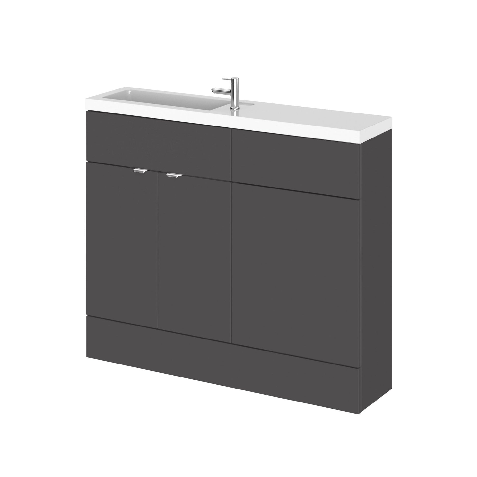 Hudson Reed Fusion 1000mm Combination Vanity & Wc Compact Contemp Gloss Grey MFC Painted Gloss 904x1005x260mm - JJ Building Materials