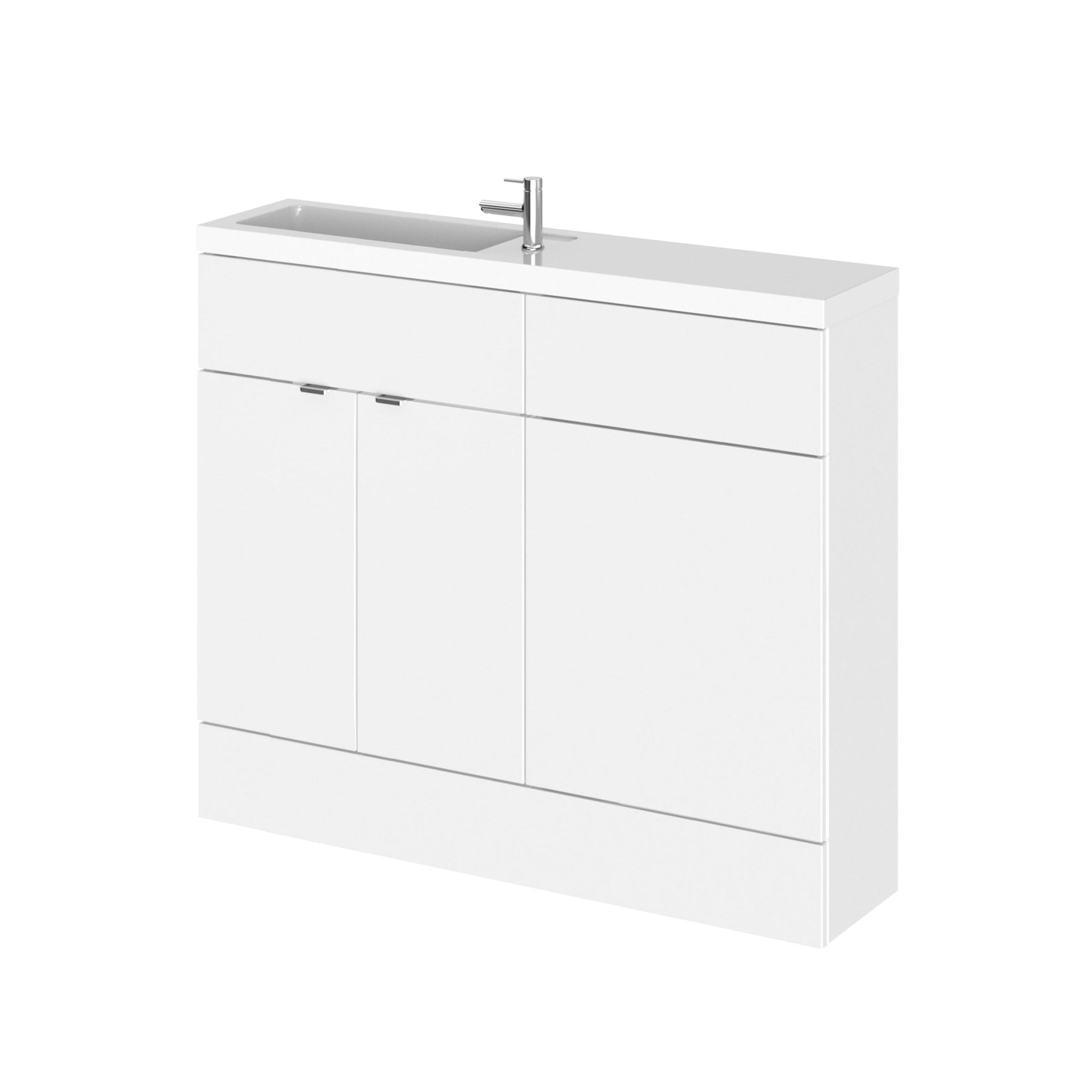Hudson Reed Fusion 1000mm Combination Vanity & Wc Compact Contemp Gloss White MFC Painted Gloss 904x1005x260mm - JJ Building Materials