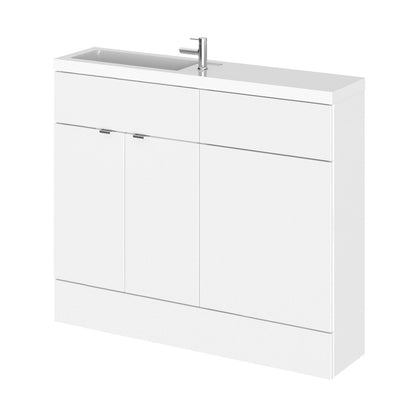 Hudson Reed Fusion 1000mm Combination Vanity & Wc Compact Contemp Gloss White MFC Painted Gloss 904x1005x260mm - JJ Building Materials