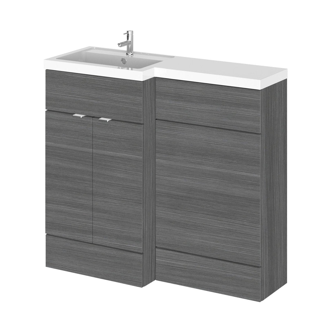 Hudson Reed Fusion 1000mm Left Hand Combination Contemp Anthracite Woodgrain MFC Textured Woodgrain 904x1005x360mm - JJ Building Materials