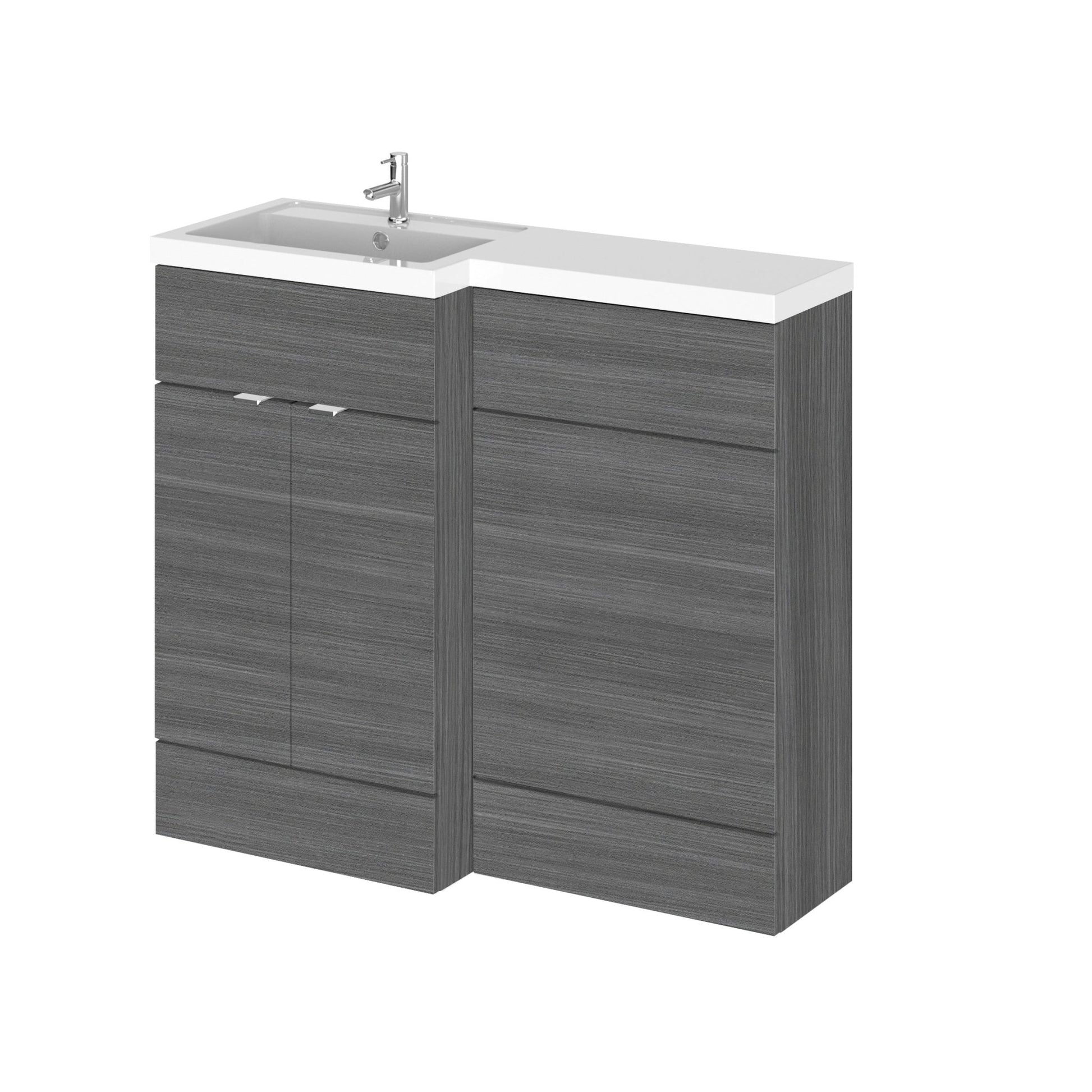 Hudson Reed Fusion 1000mm Left Hand Combination Contemp Anthracite Woodgrain MFC Textured Woodgrain 904x1005x360mm - JJ Building Materials