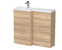 Hudson Reed Fusion 1000mm Left Hand Combination Contemp Bleached Oak MFC Textured Woodgrain 904x1005x355mm - JJ Building Materials