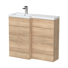 Hudson Reed Fusion 1000mm Left Hand Combination Contemp Bleached Oak MFC Textured Woodgrain 904x1005x355mm - JJ Building Materials