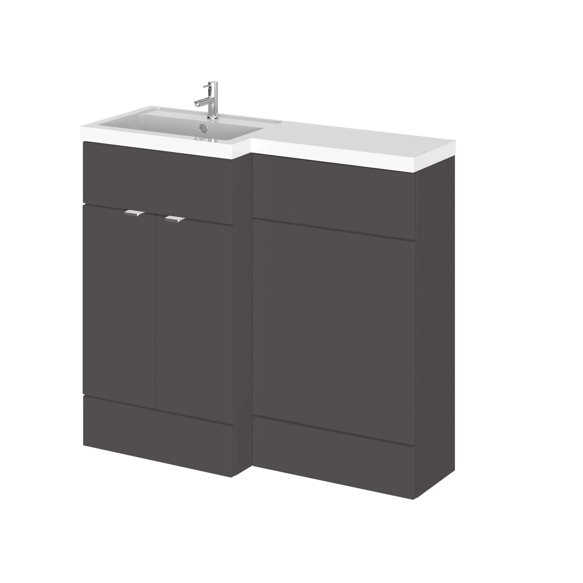 Hudson Reed Fusion 1000mm Left Hand Combination Contemp Gloss Grey MFC Painted Gloss 904x1005x360mm - JJ Building Materials