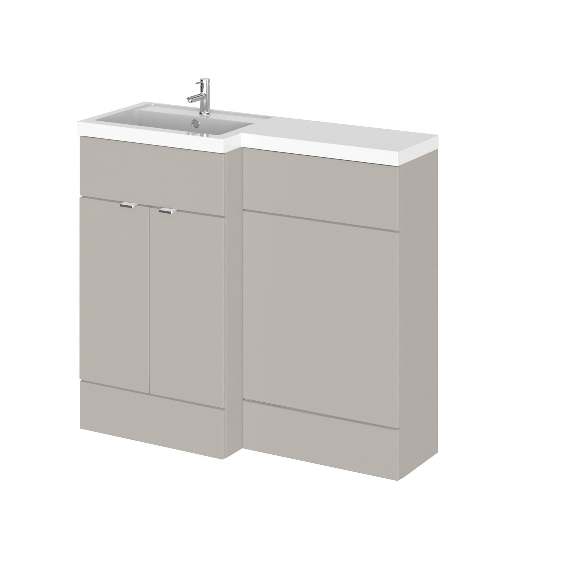 Hudson Reed Fusion 1000mm Left Hand Combination Contemp Pebble Grey MFC Smooth Matt 904x1005x355mm - JJ Building Materials