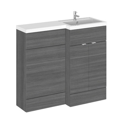 Hudson Reed Fusion 1000mm Right Hand Combination Contemp Anthracite Woodgrain MFC Textured Woodgrain 904x1005x360mm - JJ Building Materials