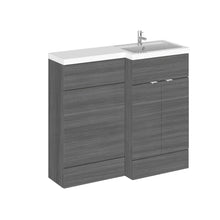 Hudson Reed Fusion 1000mm Right Hand Combination Contemp Anthracite Woodgrain MFC Textured Woodgrain 904x1005x360mm - JJ Building Materials