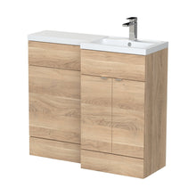 Hudson Reed Fusion 1000mm Right Hand Combination Contemp Bleached Oak MFC Textured Woodgrain 904x1005x355mm - JJ Building Materials
