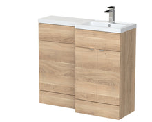 Hudson Reed Fusion 1000mm Right Hand Combination Contemp Bleached Oak MFC Textured Woodgrain 904x1005x355mm - JJ Building Materials