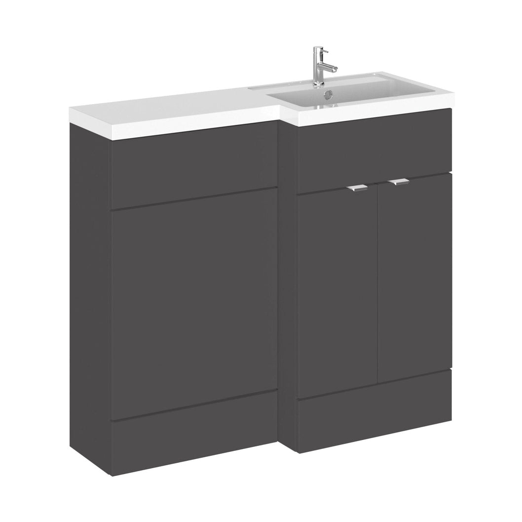 Hudson Reed Fusion 1000mm Right Hand Combination Contemp Gloss Grey MFC Painted Gloss 904x1005x360mm - JJ Building Materials