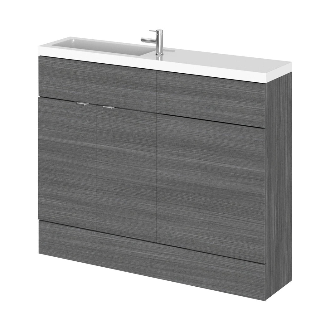 Hudson Reed Fusion 1100mm Combination - Compact Contemp Anthracite Woodgrain MFC Textured Woodgrain 904x1105x260mm - JJ Building Materials