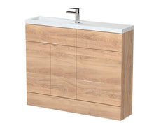 Hudson Reed Fusion 1100mm Combination - Compact Contemp Bleached Oak MFC Textured Woodgrain 904x1103x255mm - JJ Building Materials