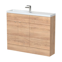 Hudson Reed Fusion 1100mm Combination - Compact Contemp Bleached Oak MFC Textured Woodgrain 904x1103x255mm - JJ Building Materials
