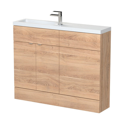 Hudson Reed Fusion 1100mm Combination - Compact Contemp Bleached Oak MFC Textured Woodgrain 904x1103x255mm - JJ Building Materials