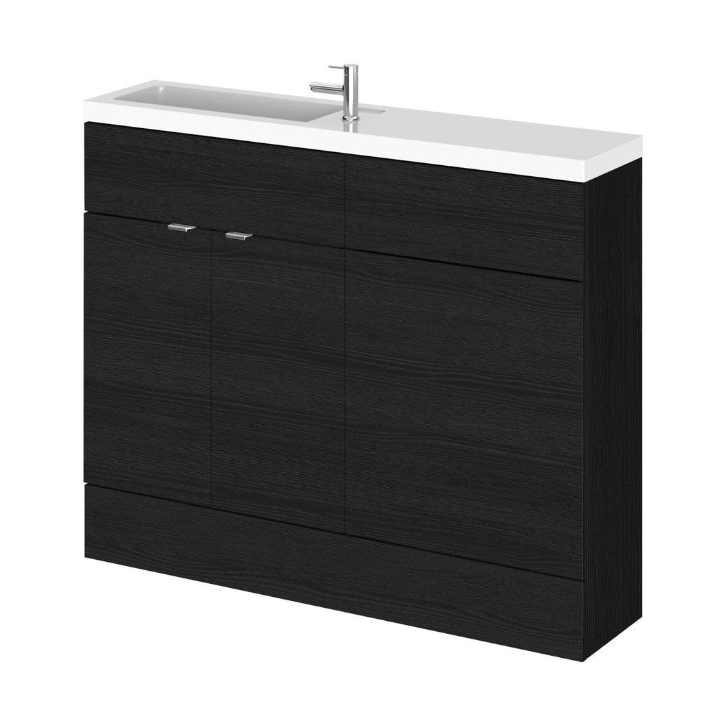 Hudson Reed Fusion 1100mm Combination - Compact Contemp Charcoal Black MFC Textured Woodgrain 904x1105x260mm - JJ Building Materials