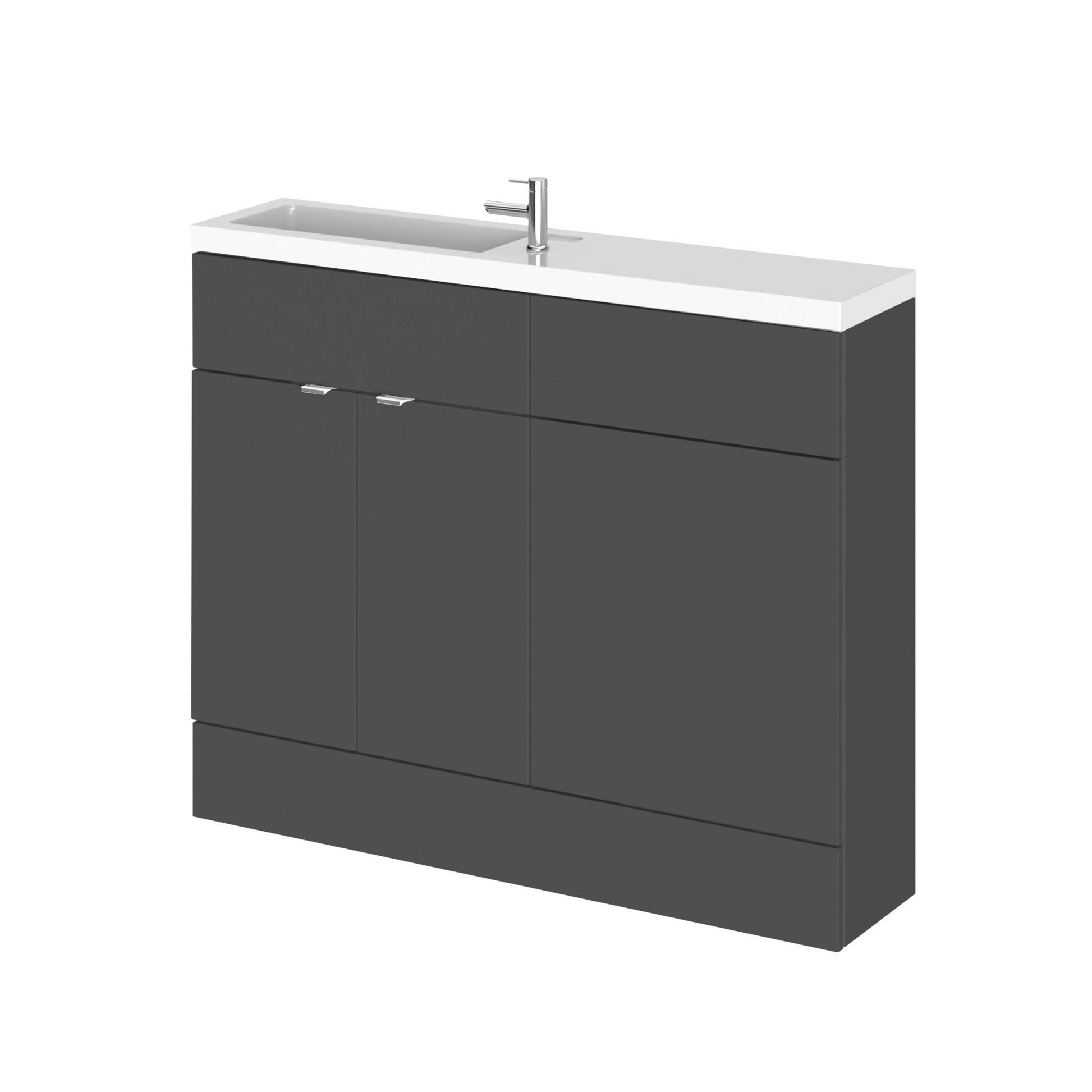 Hudson Reed Fusion 1100mm Combination - Compact Contemp Gloss Grey MFC Gloss 904x1105x260mm - JJ Building Materials