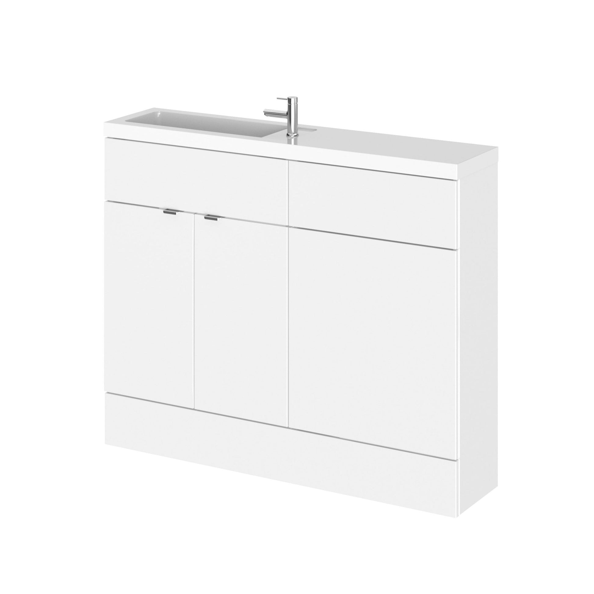 Hudson Reed Fusion 1100mm Combination - Compact Contemp Gloss White MFC Painted Gloss 904x1105x260mm - JJ Building Materials