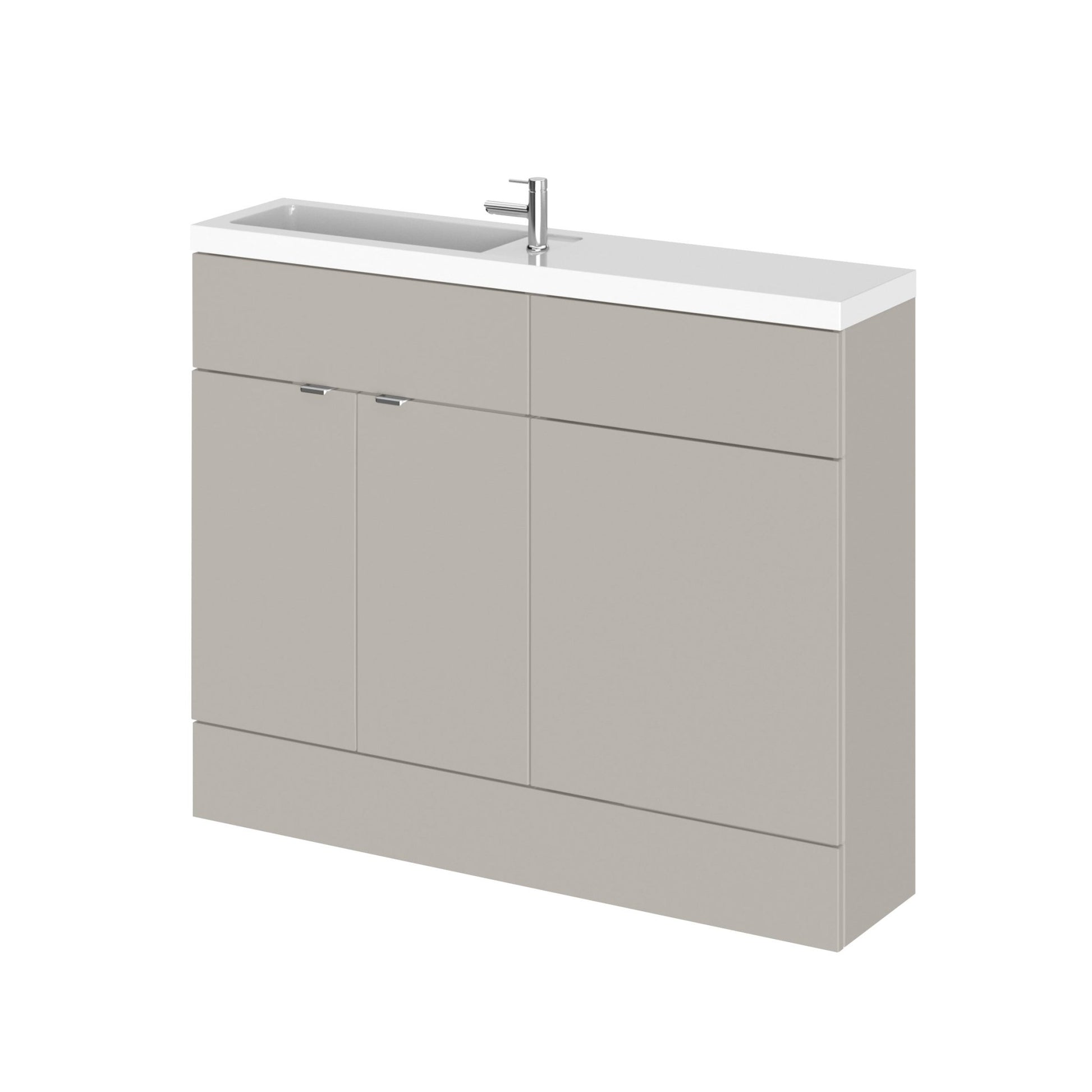 Hudson Reed Fusion 1100mm Combination - Compact Contemp Pebble Grey MFC Smooth Matt 904x1103x255mm - JJ Building Materials