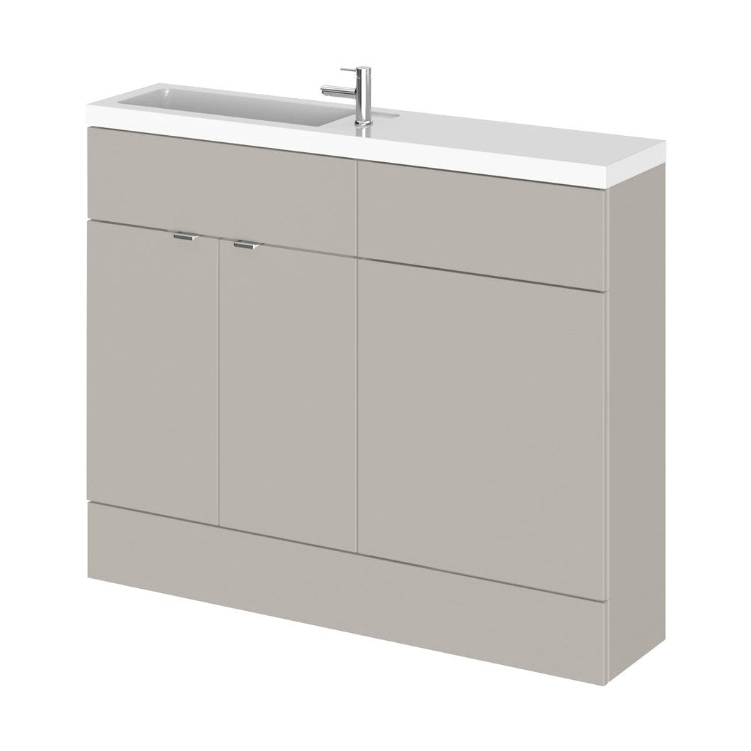 Hudson Reed Fusion 1100mm Combination - Compact Contemp Pebble Grey MFC Smooth Matt 904x1103x255mm - JJ Building Materials