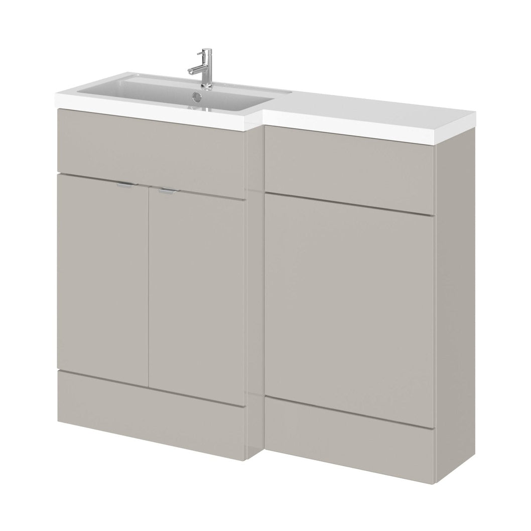 Hudson Reed Fusion 1100mm Combination - Full-depth - Lh Contemp Pebble Grey MFC Smooth Matt 904x1103x355mm - JJ Building Materials