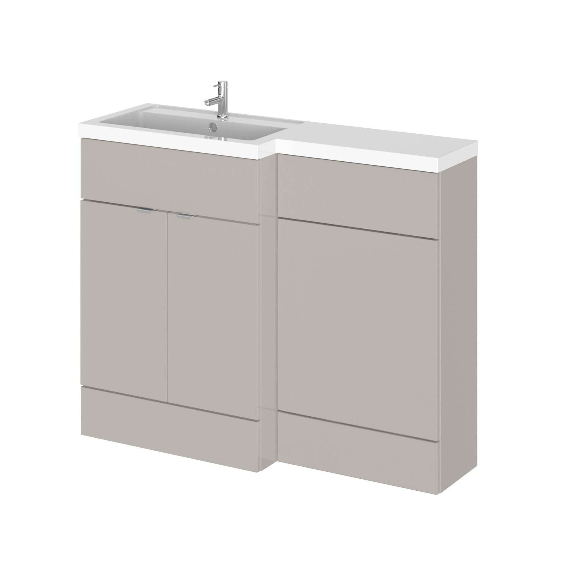 Hudson Reed Fusion 1100mm Combination - Full - depth - Lh Contemp Pebble Grey MFC Smooth Matt 904x1103x355mm - JJ Building Materials