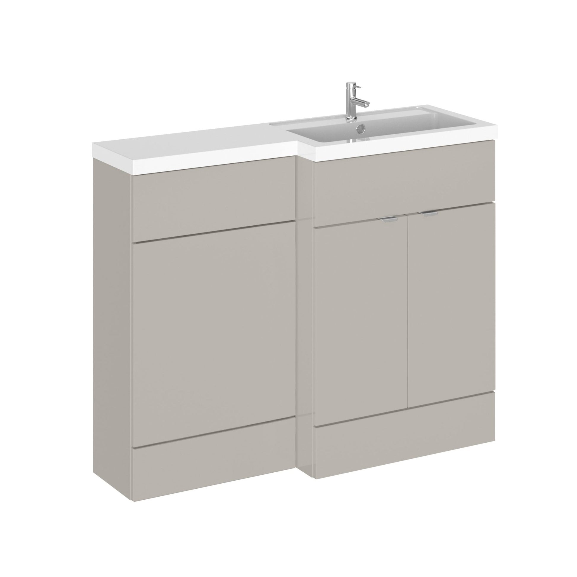 Hudson Reed Fusion 1100mm Combination - Full - depth - Rh Contemp Pebble Grey MFC Smooth Matt 904x1103x355mm - JJ Building Materials
