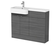 Hudson Reed Fusion 1100mm Combination Unit & Left Hand Semi Recessed Basin Contemp Anthracite Woodgrain MFC Textured Woodgrain 904x1105x360mm - CBI546 - JJ Building Materials