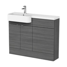 Hudson Reed Fusion 1100mm Combination Unit & Left Hand Semi Recessed Basin Contemp Anthracite Woodgrain MFC Textured Woodgrain 904x1105x360mm - CBI546 - JJ Building Materials