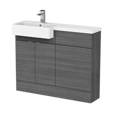 Hudson Reed Fusion 1100mm Combination Unit & Left Hand Semi Recessed Basin Contemp Anthracite Woodgrain MFC Textured Woodgrain 904x1105x360mm - CBI550 - JJ Building Materials
