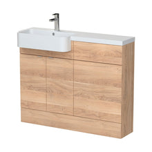 Hudson Reed Fusion 1100mm Combination Unit & Left Hand Semi Recessed Basin Contemp Bleached Oak MFC Textured Woodgrain 904x1103x355mm - CBI3046 - JJ Building Materials