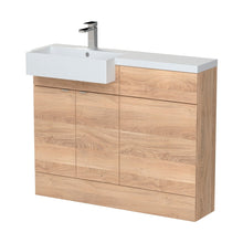 Hudson Reed Fusion 1100mm Combination Unit & Left Hand Semi Recessed Basin Contemp Bleached Oak MFC Textured Woodgrain 904x1103x355mm - CBI3050 - JJ Building Materials
