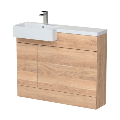 Hudson Reed Fusion 1100mm Combination Unit & Left Hand Semi Recessed Basin Contemp Bleached Oak MFC Textured Woodgrain 904x1103x355mm - CBI3050 - JJ Building Materials