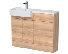 Hudson Reed Fusion 1100mm Combination Unit & Left Hand Semi Recessed Basin Contemp Bleached Oak MFC Textured Woodgrain 904x1103x355mm - CBI3050 - JJ Building Materials