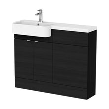 Hudson Reed Fusion 1100mm Combination Unit & Left Hand Semi Recessed Basin Contemp Charcoal Black MFC Textured Woodgrain 904x1105x360mm - CBI646 - JJ Building Materials
