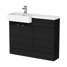 Hudson Reed Fusion 1100mm Combination Unit & Left Hand Semi Recessed Basin Contemp Charcoal Black MFC Textured Woodgrain 904x1105x360mm - CBI650 - JJ Building Materials