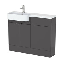 Hudson Reed Fusion 1100mm Combination Unit & Left Hand Semi Recessed Basin Contemp Gloss Grey MFC Painted Gloss 904x1105x360mm - JJ Building Materials