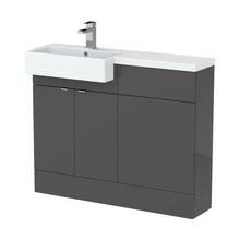 Hudson Reed Fusion 1100mm Combination Unit & Left Hand Semi Recessed Basin Contemp Gloss Grey MFC Painted Gloss 904x1105x460mm - JJ Building Materials