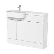 Hudson Reed Fusion 1100mm Combination Unit & Left Hand Semi Recessed Basin Contemp Gloss White MFC Painted Gloss 904x1105x360mm - CBI146 - JJ Building Materials