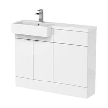 Hudson Reed Fusion 1100mm Combination Unit & Left Hand Semi Recessed Basin Contemp Gloss White MFC Painted Gloss 904x1105x360mm - CBI150 - JJ Building Materials