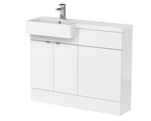Hudson Reed Fusion 1100mm Combination Unit & Left Hand Semi Recessed Basin Contemp Gloss White MFC Painted Gloss 904x1105x360mm - CBI150 - JJ Building Materials