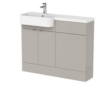 Hudson Reed Fusion 1100mm Combination Unit & Left Hand Semi Recessed Basin Contemp Pebble Grey MFC Smooth Matt 904x1103x355mm - CBI3246 - JJ Building Materials