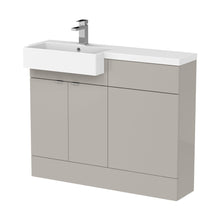 Hudson Reed Fusion 1100mm Combination Unit & Left Hand Semi Recessed Basin Contemp Pebble Grey MFC Smooth Matt 904x1103x355mm - CBI3250 - JJ Building Materials