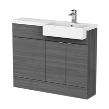 Hudson Reed Fusion 1100mm Combination Unit & Right Hand Semi Recessed Basin Contemp Anthracite Woodgrain MFC Textured Woodgrain 904x1105x360mm - CBI551 - JJ Building Materials