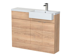 Hudson Reed Fusion 1100mm Combination Unit & Right Hand Semi Recessed Basin Contemp Bleached Oak MFC Textured Woodgrain 904x1103x355mm - CBI3051 - JJ Building Materials