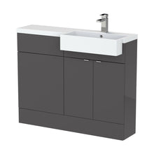 Hudson Reed Fusion 1100mm Combination Unit & Right Hand Semi Recessed Basin Contemp Gloss Grey MFC Painted Gloss 904x1105x460mm - JJ Building Materials