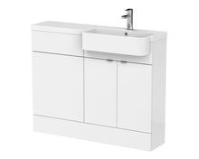 Hudson Reed Fusion 1100mm Combination Unit & Right Hand Semi Recessed Basin Contemp Gloss White MFC Painted Gloss 904x1105x360mm - CBI147 - JJ Building Materials