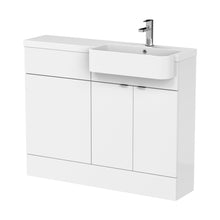 Hudson Reed Fusion 1100mm Combination Unit & Right Hand Semi Recessed Basin Contemp Gloss White MFC Painted Gloss 904x1105x360mm - CBI147 - JJ Building Materials